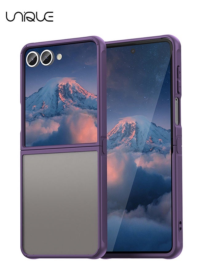 Unique Compatible with Samsung Galaxy Z Flip 7 Case - Translucent Frosted Phone Case - PC Durable Phone Protector - TPU Shockproof Protective Case - Purple - Image 1
